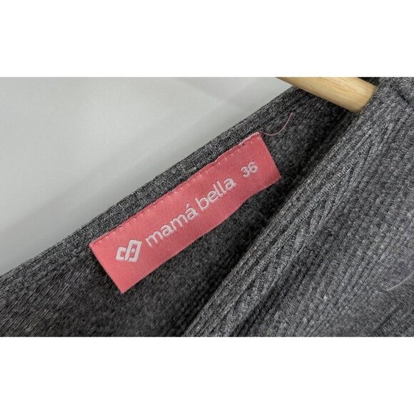 Mama Bella Women’s Maternity Gray Rib Knit Jumpsuit Size 36 Stretch Belted - Picture 3 of 10